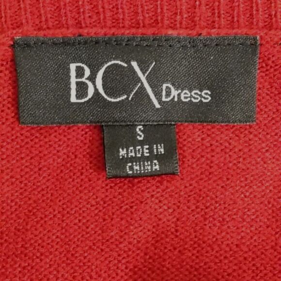 NWT Bodycon Sweater Dress Small by BCX Red Long Sleeve Lace-Up Shoulder Detail - Picture 5 of 7